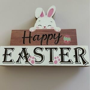 Wooden Light Up Happy Easter Signs w/LED Battery Operated Bunny Decor /BRAND NEW